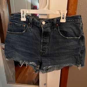 Levi’s 501 denim frayed bottom shorts